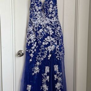 Elegant Blue Floral Gown